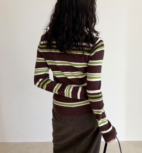 fredy emue「マルチボーダー衿付きリブニット」|ニット・セーター|