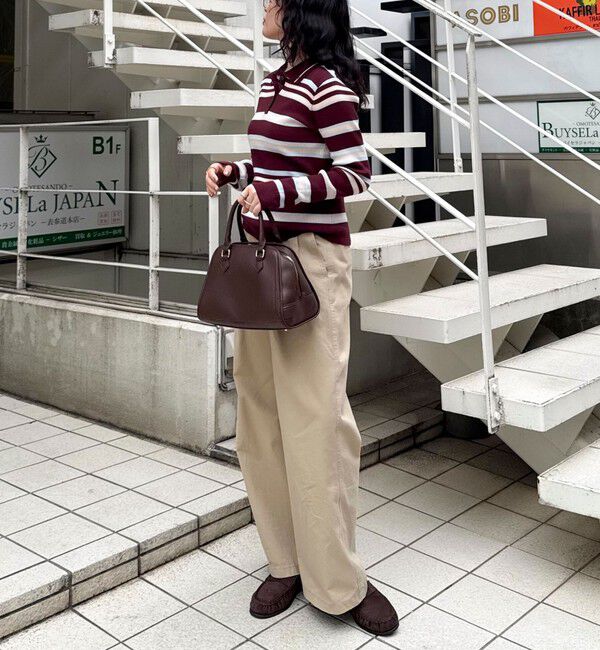 fredy emue「マルチボーダー衿付きリブニット」|ニット・セーター|