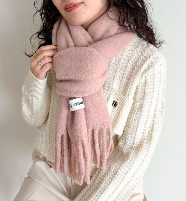 fredy emue「ウール混ブークレ無地マフラー 30」|マフラー|ピンク