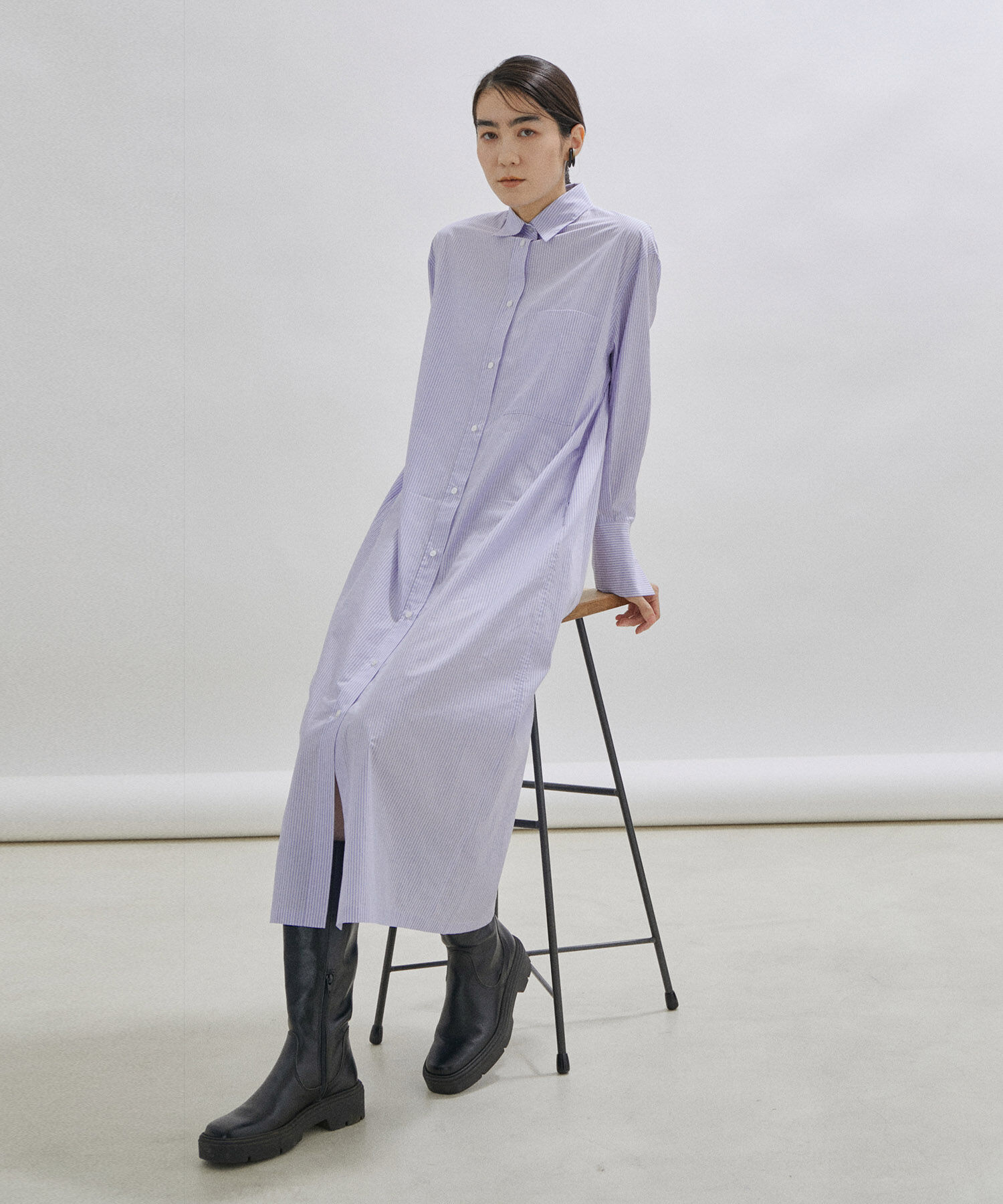 SALON adam et rope'「【NIPPON CULTURE】タイプライターロングシャツワンピース/無地・ストライプ」|その他|