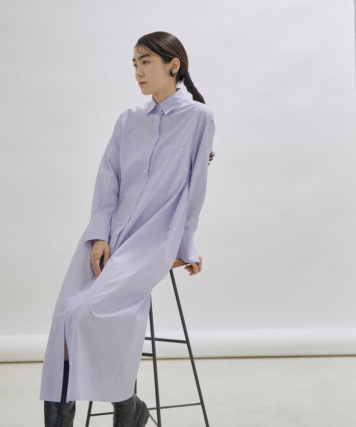 SALON adam et rope'「【NIPPON CULTURE】タイプライターロングシャツワンピース/無地・ストライプ」|その他|