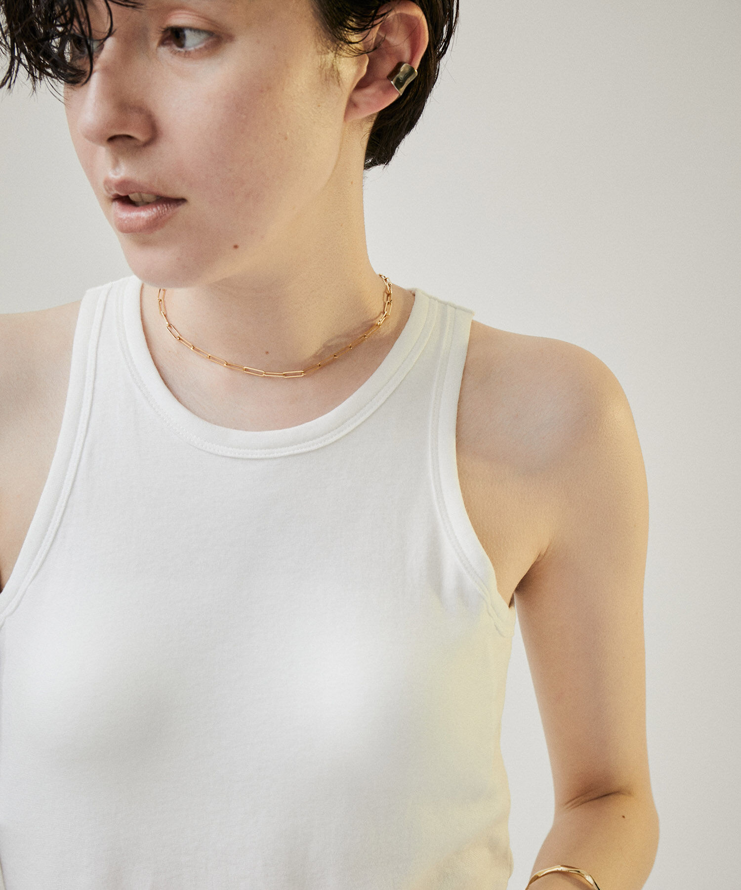 SALON adam et rope'「【Smile Cotton】カップ付きアメリカンスリーブタンクトップ」|タンクトップ|