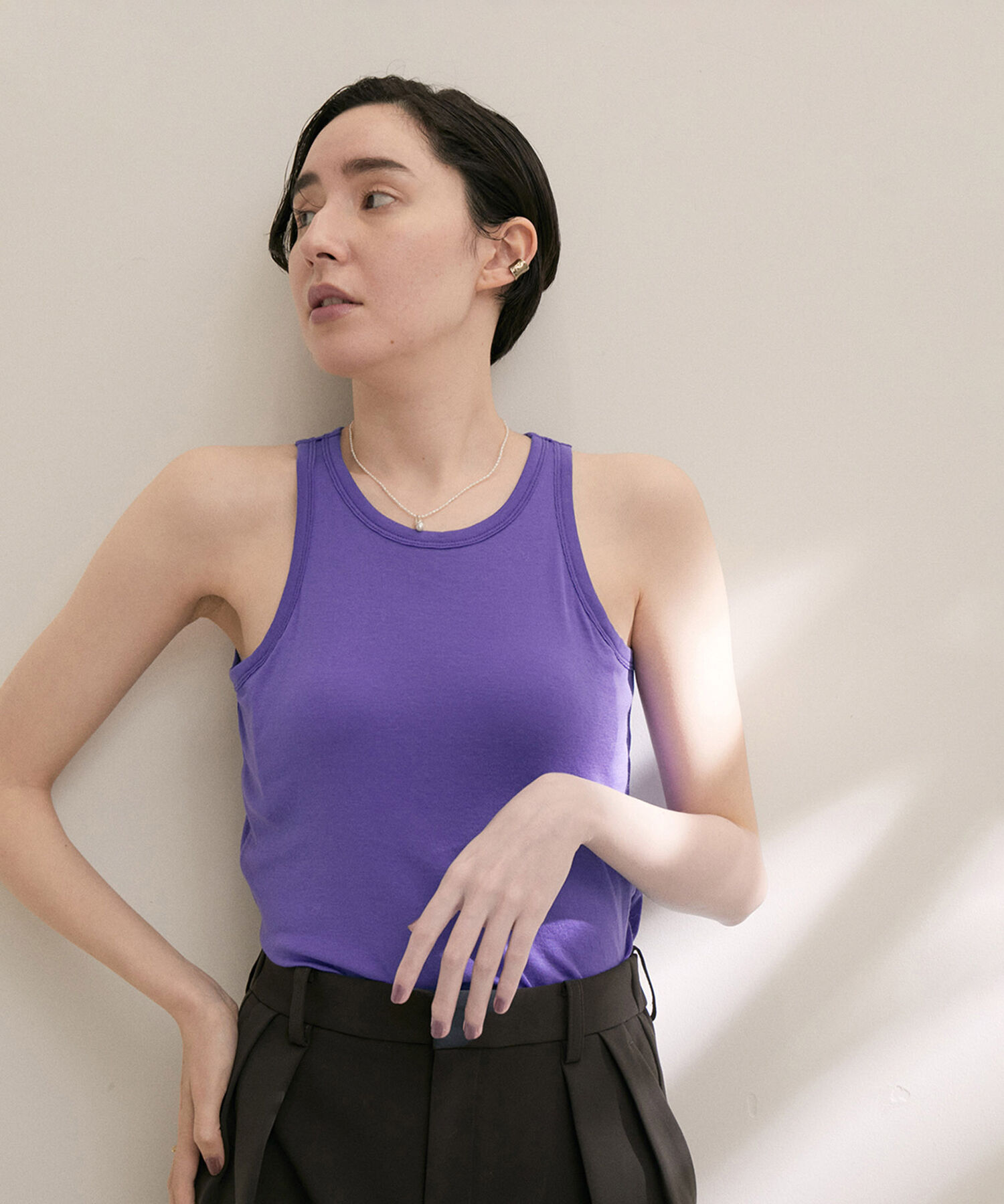 SALON adam et rope'「【Smile Cotton】カップ付きアメリカンスリーブタンクトップ」|タンクトップ|