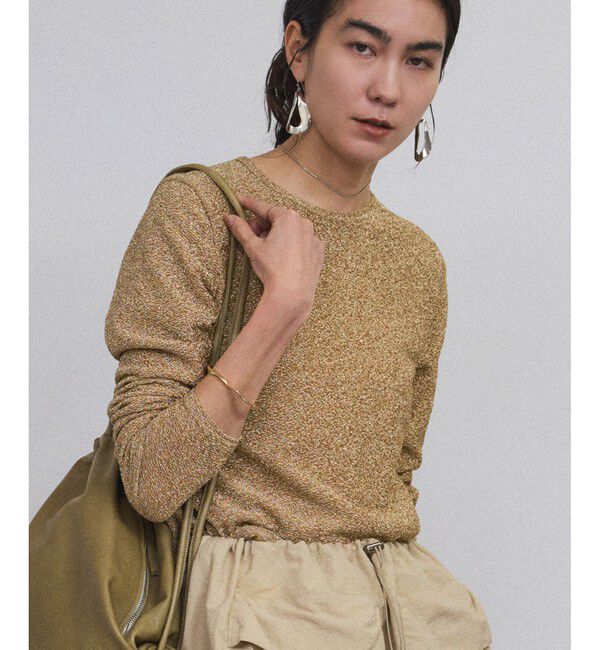 SALON adam et rope'「シャイニージャカードクロップドプルオーバー」|Tシャツ・カットソー|ゴールド