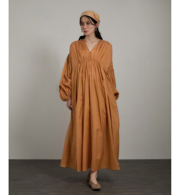 SALON adam et rope'「エンブロイダリーギャザーワンピース」|ワンピース|キャメル(25)