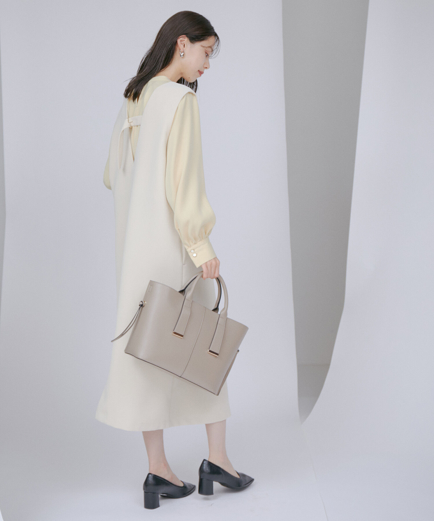 VIS「【A4対応】【3WAY】ゴールド金具付きノットトートバッグ」|トートバッグ|