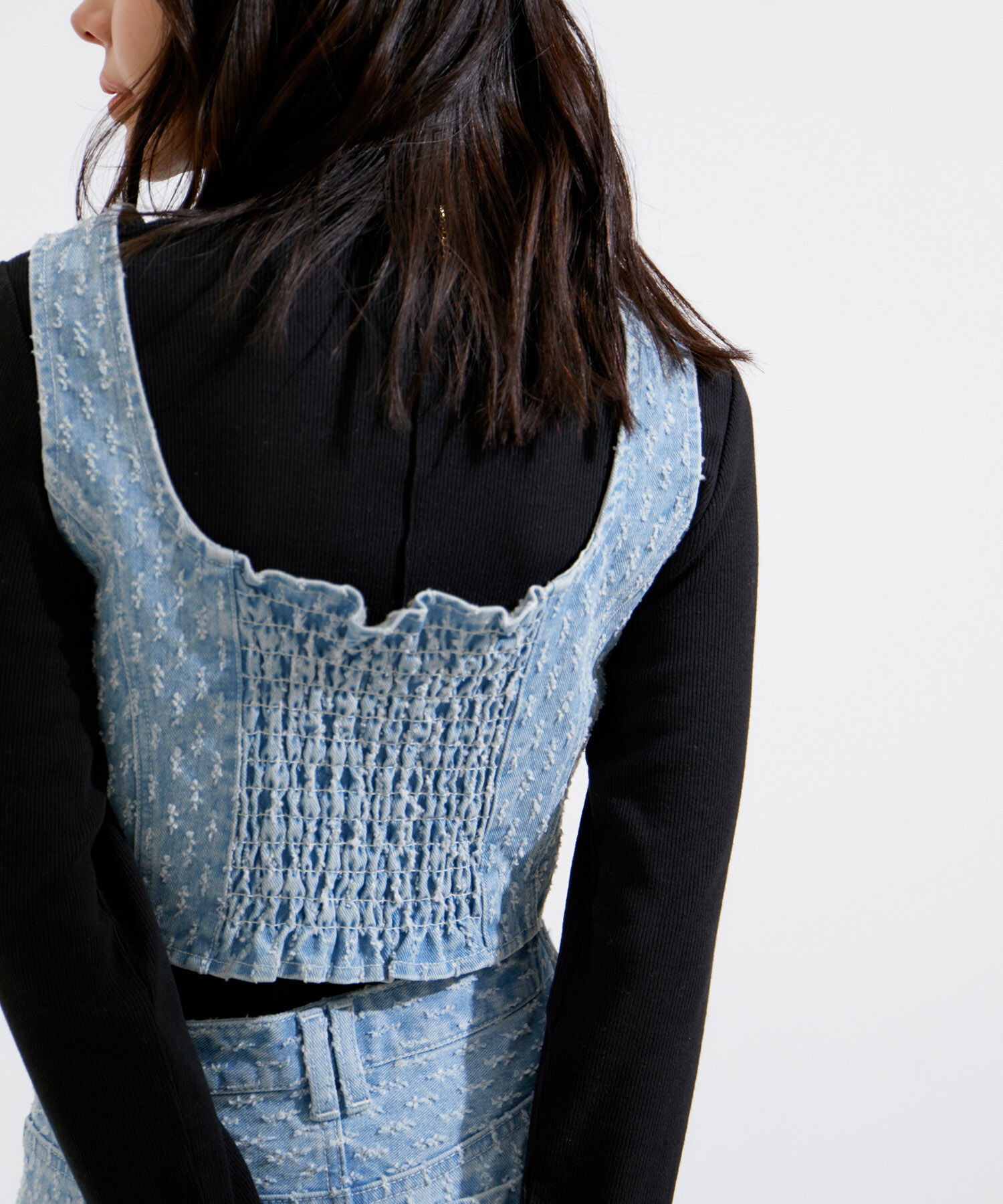 VIS「【セットアップ対応】切替ラインデニムビスチェ【洗える】」|ベスト・ジレ|