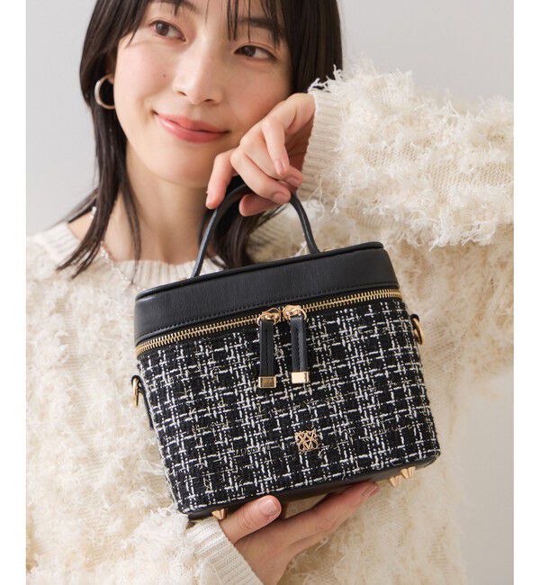 VIS「ファーハンドルキルティング＆ツイードバニティバッグ/2WAY」|ハンドバッグ|