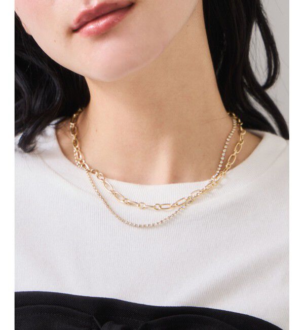 VIS「ラインストーンレイヤードネックレス」|ネックレス|