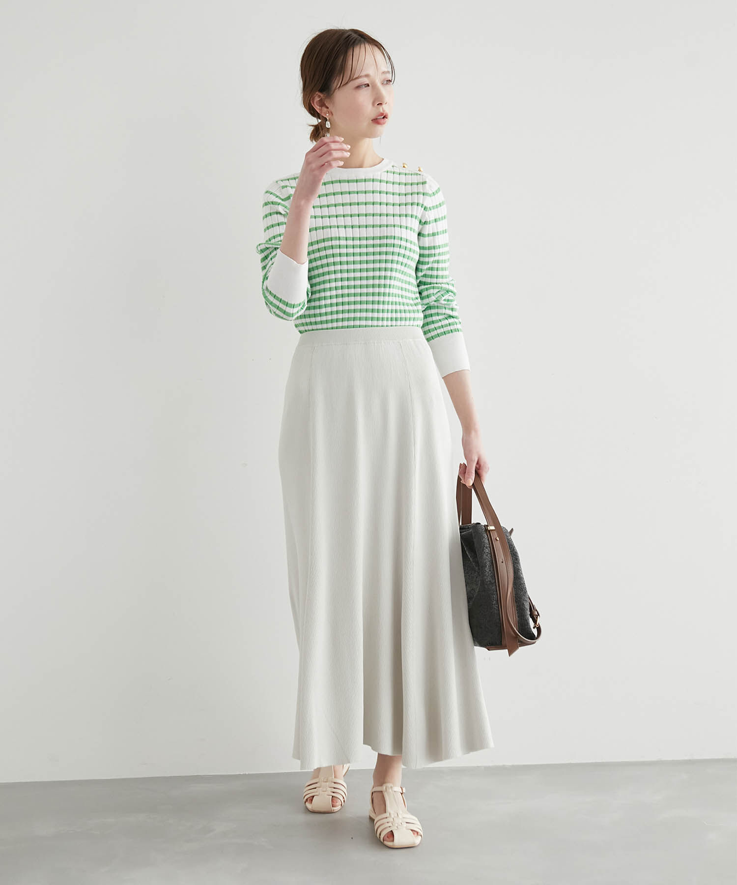 Rope&rsquo;Picnic「【UVカット・洗濯機OK】リブフレアニットスカート」|スカート|