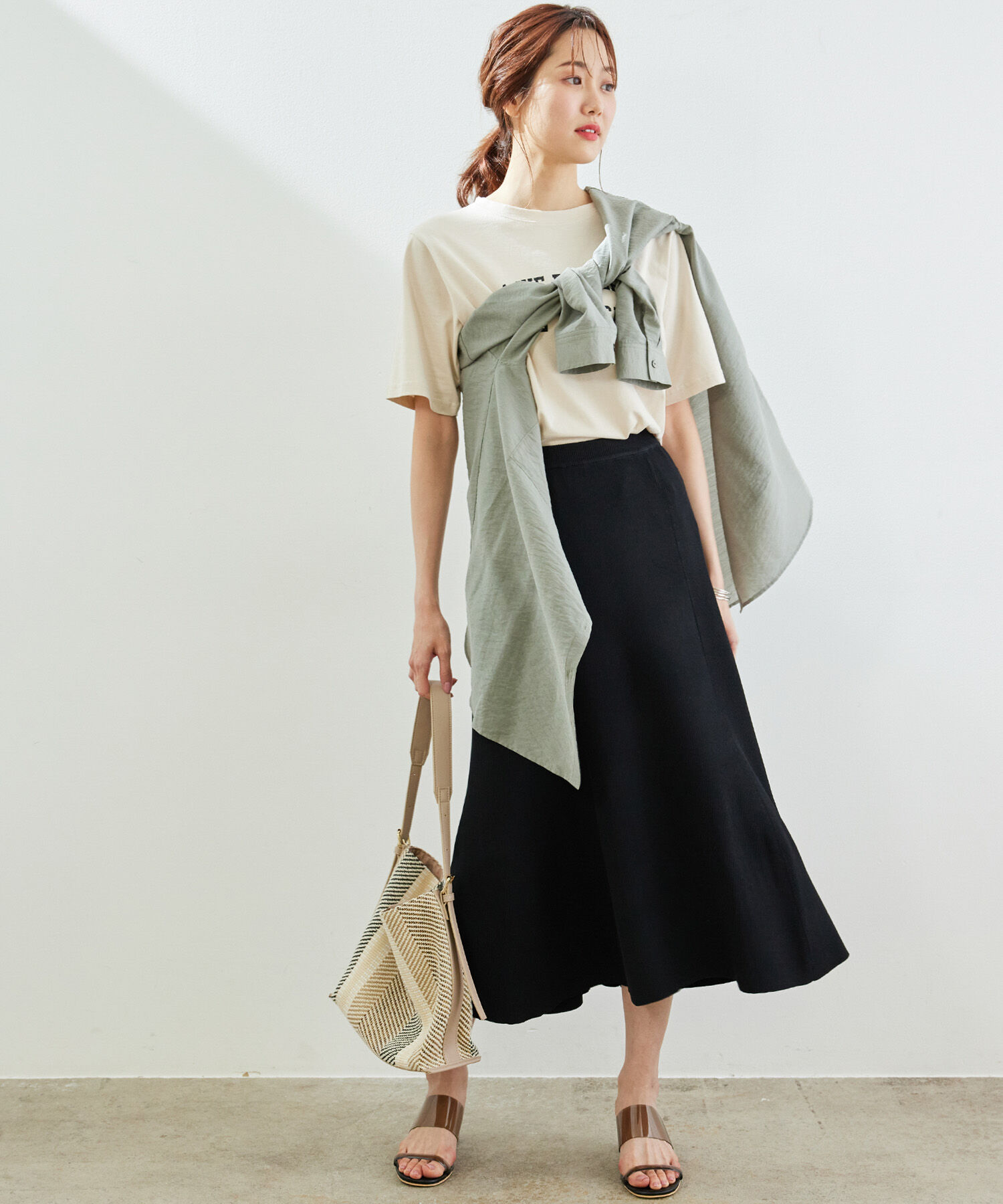 Rope&rsquo;Picnic「【UVカット・洗濯機OK】リブフレアニットスカート」|スカート|