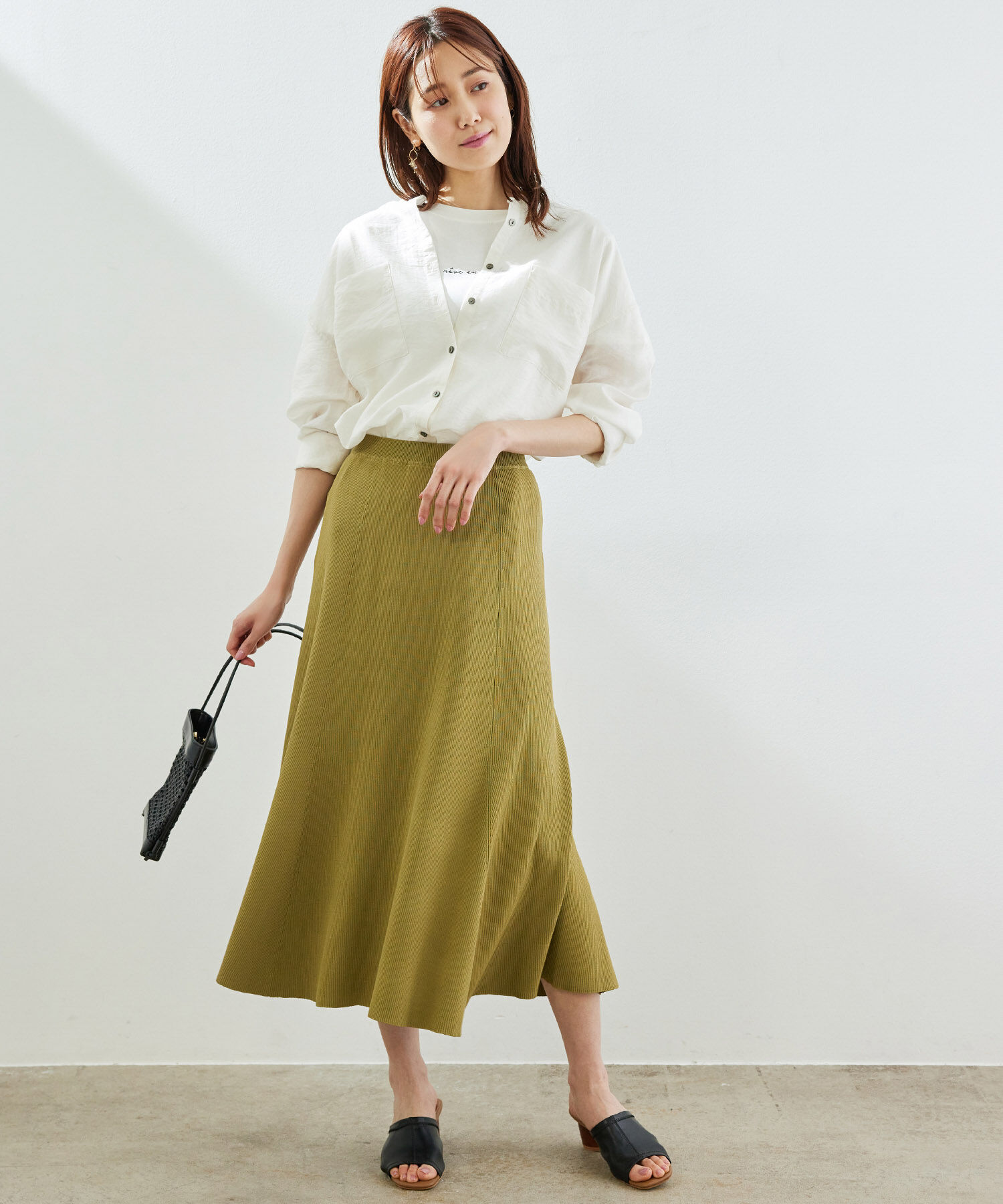 Rope&rsquo;Picnic「【UVカット・洗濯機OK】リブフレアニットスカート」|スカート|