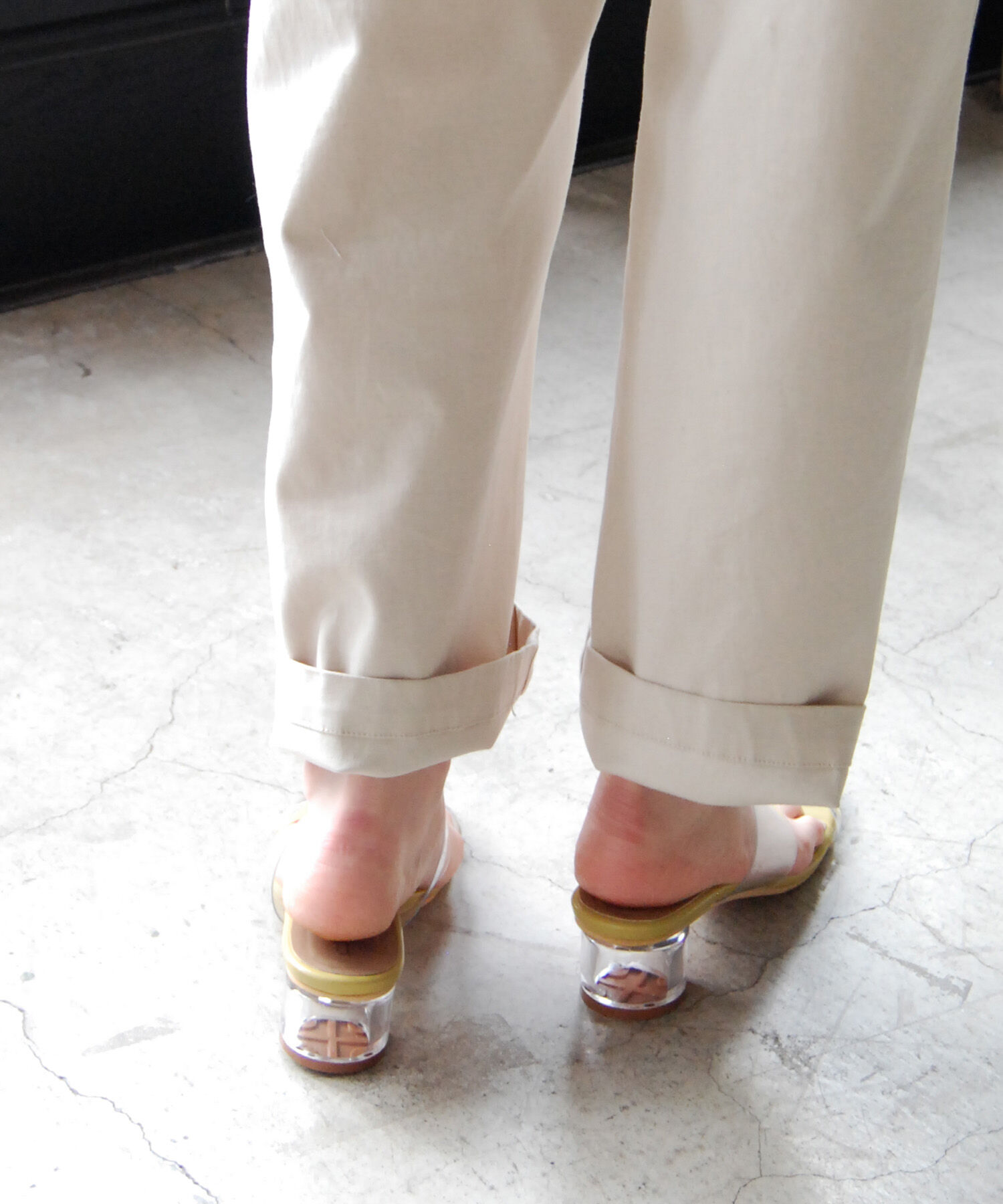 ROPE PICNIC PASSAGE「【WEB限定カラー:イエロー】クリアアッパー円柱クリアヒールミュール」|サンダル|