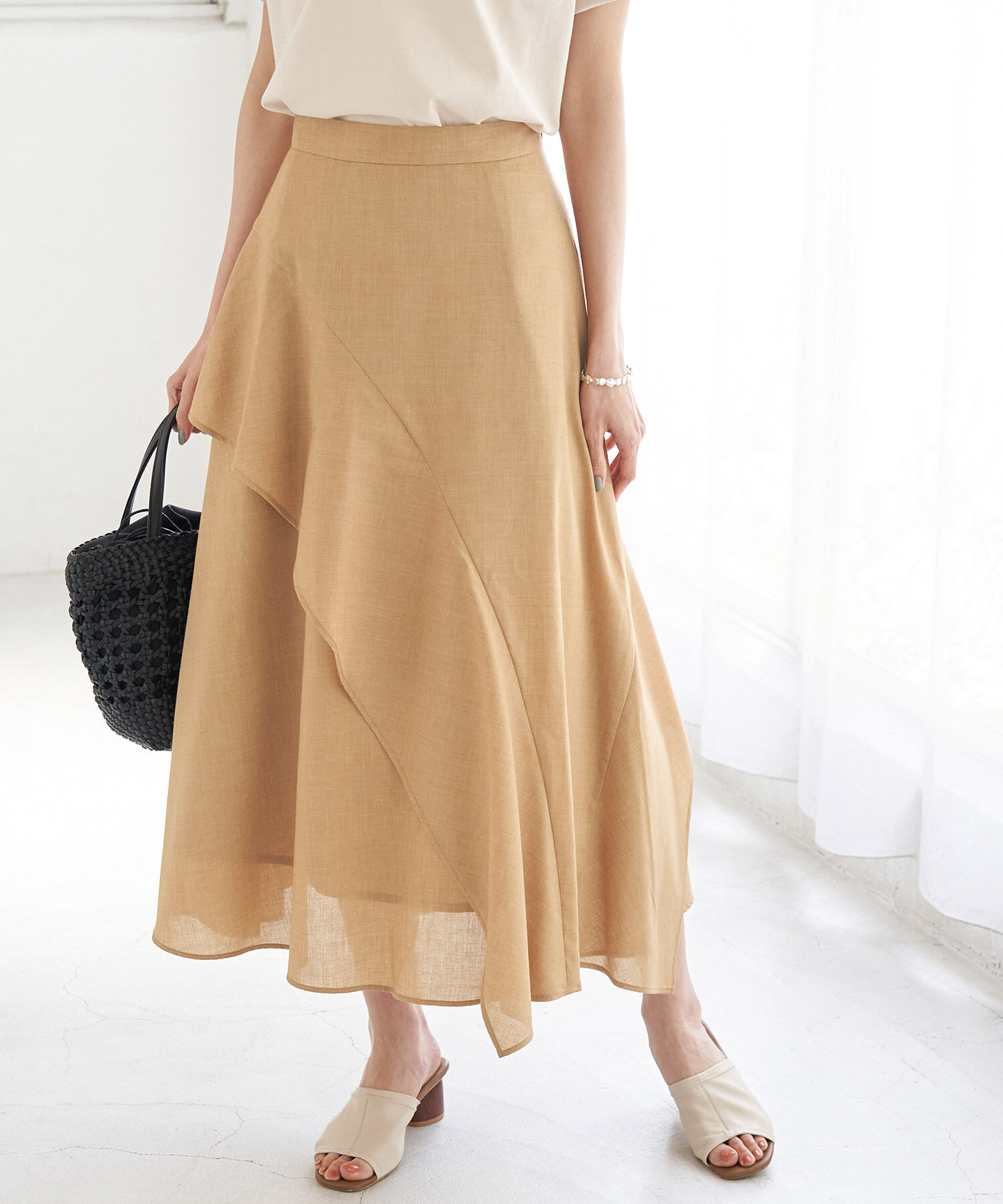 Rope&rsquo;Picnic「ランダムヘムフリルスカート」|スカート|キャメル(25)