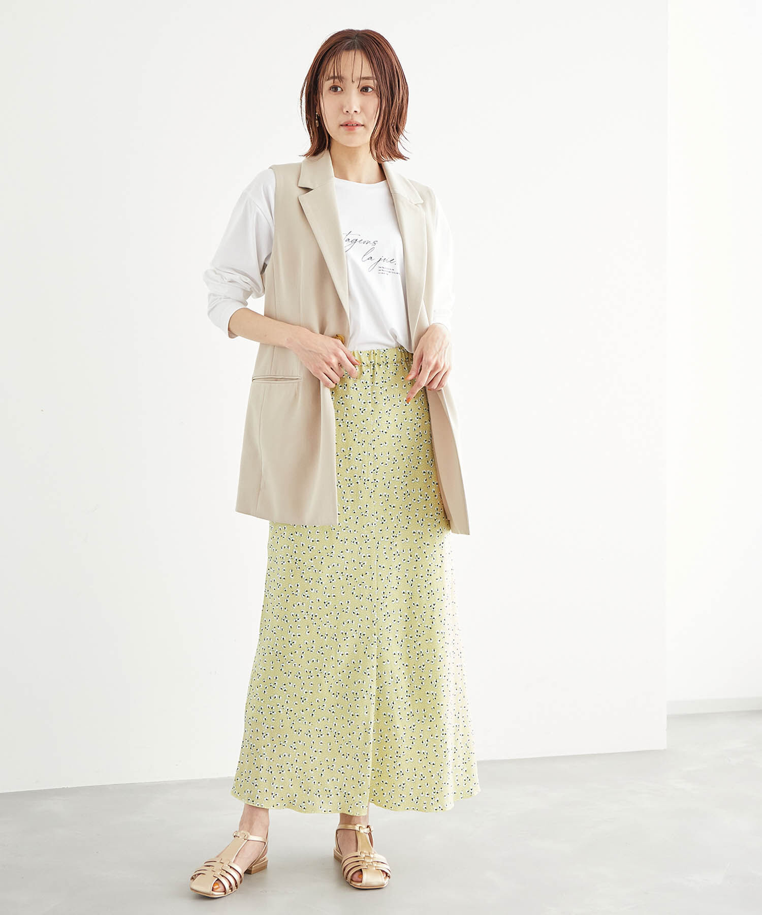 Rope&rsquo;Picnic「【着丈調節の出来る】フラワーマーメイドマキシスカート」|スカート|