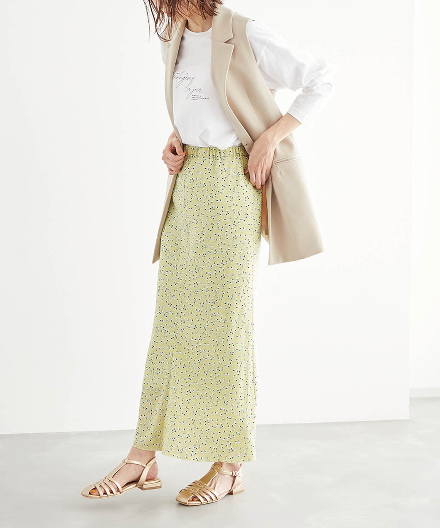 Rope&rsquo;Picnic「【着丈調節の出来る】フラワーマーメイドマキシスカート」|スカート|