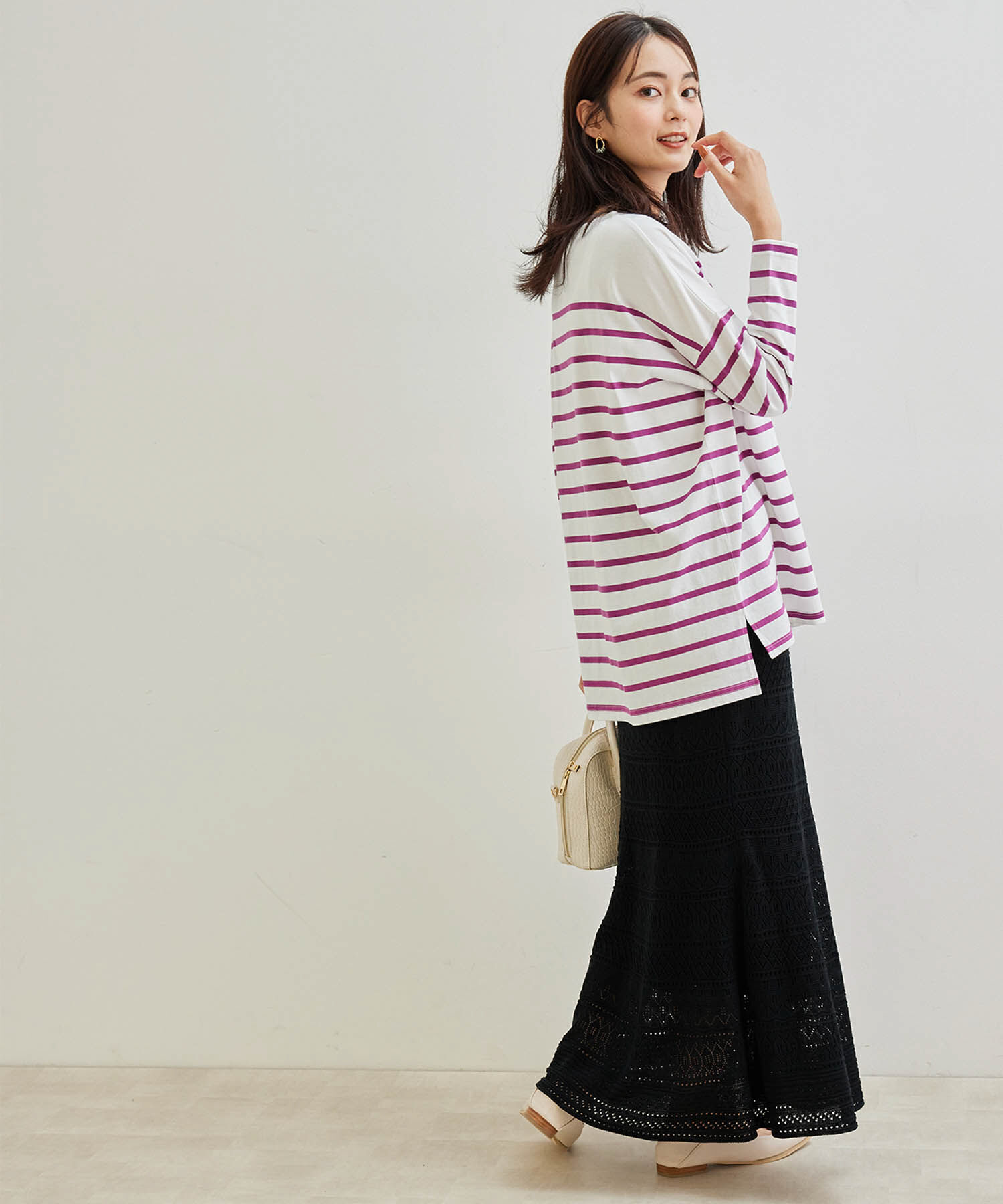 Rope&rsquo;Picnic「【TRUE COTTON】【リンクコーデ】ボーダープルオーバー」|Tシャツ・カットソー|