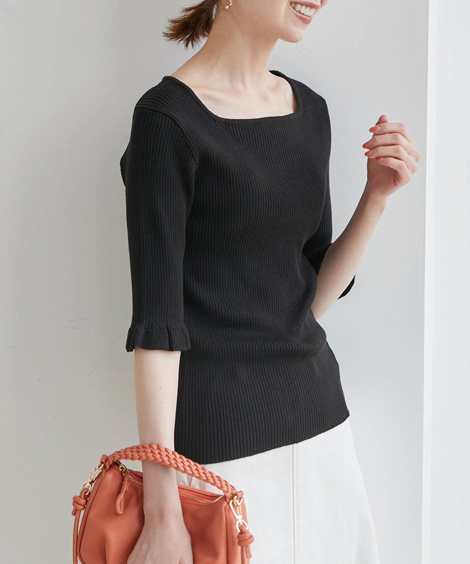 Rope&rsquo;Picnic「TRUE COTTON/袖フリルニットプルオーバー」|ニット・セーター|