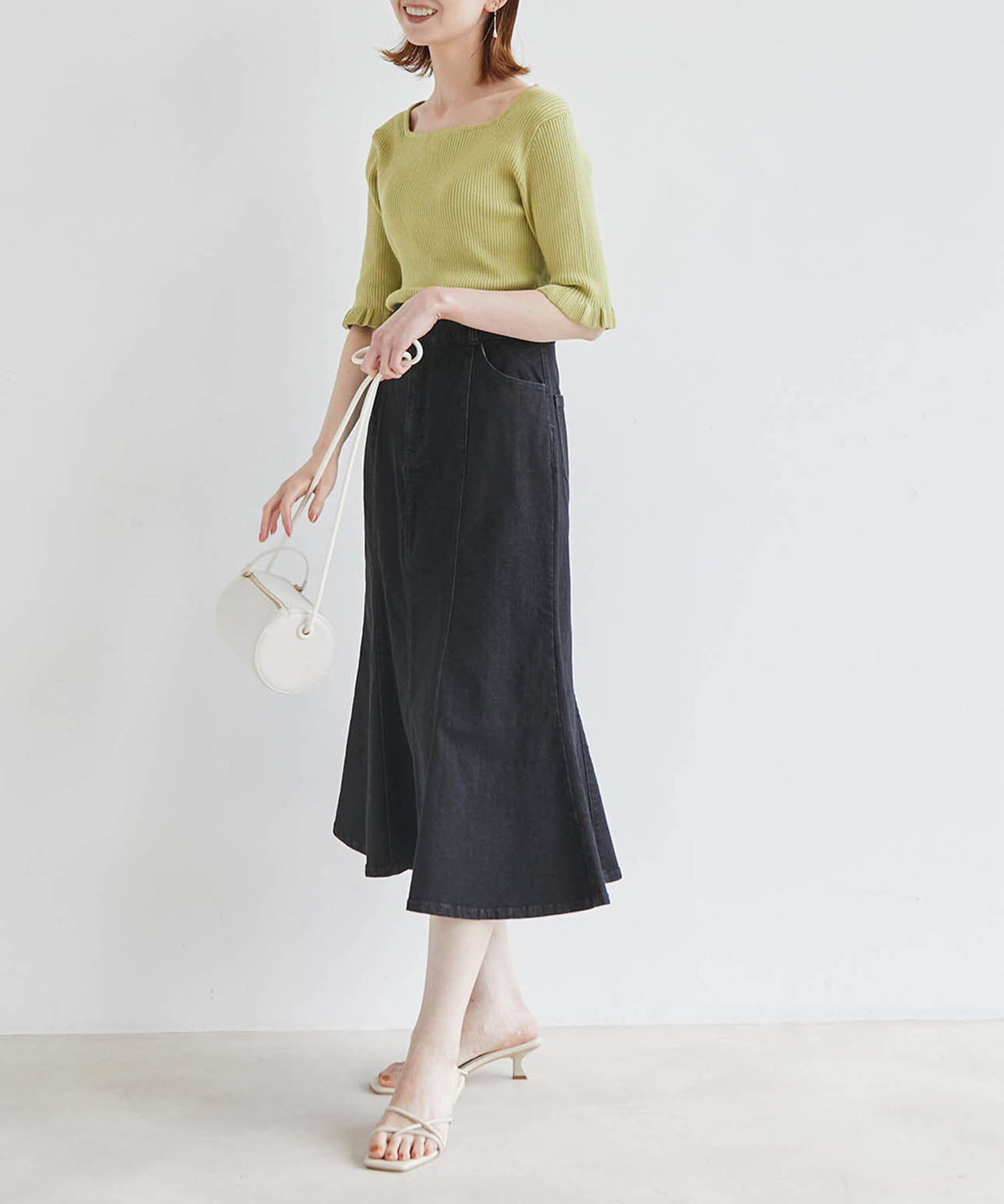 Rope&rsquo;Picnic「TRUE COTTON/袖フリルニットプルオーバー」|ニット・セーター|