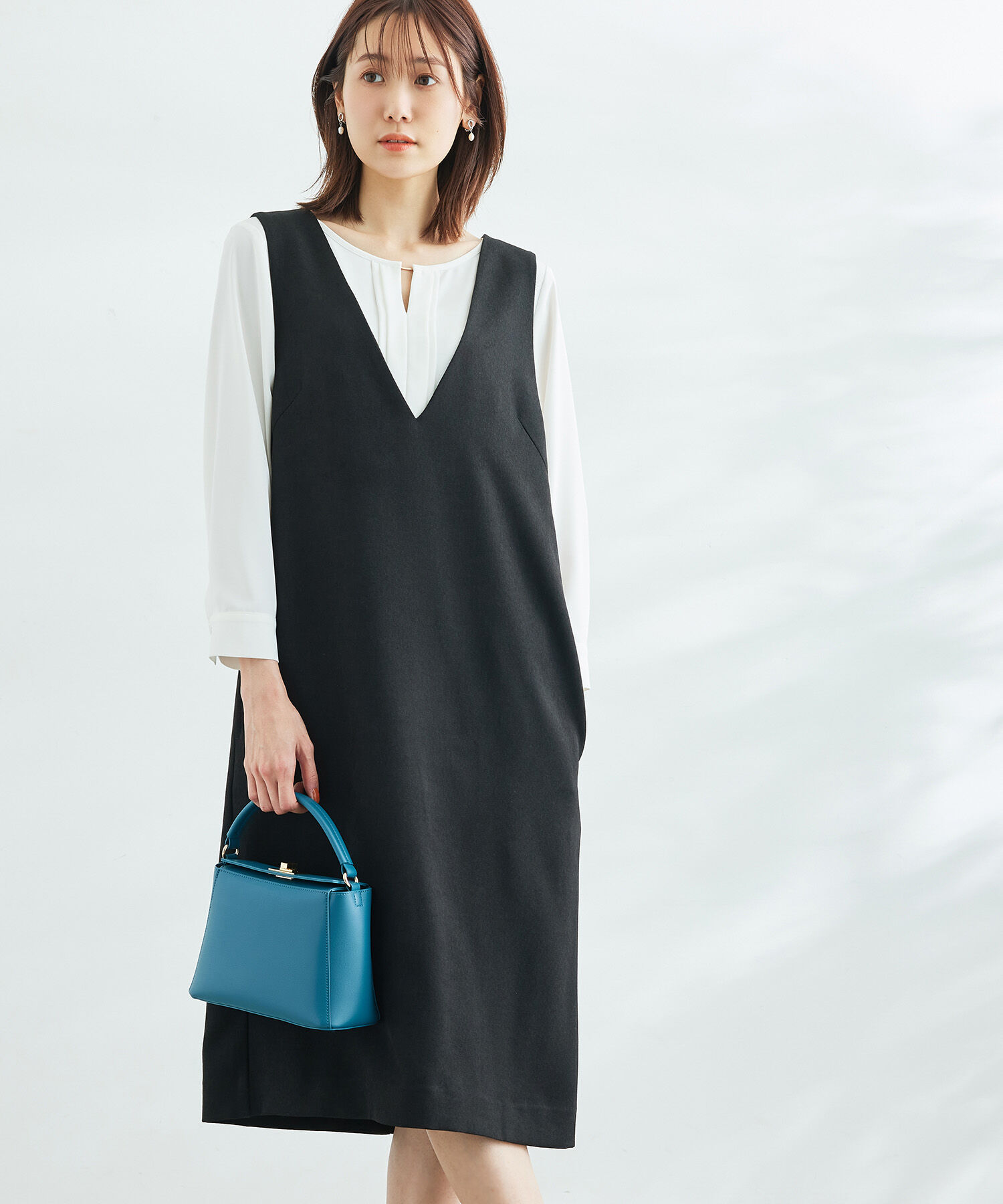 Rope&rsquo;Picnic「ラナテックジャンパースカート」|ジャンパースカート|ブラック(01)