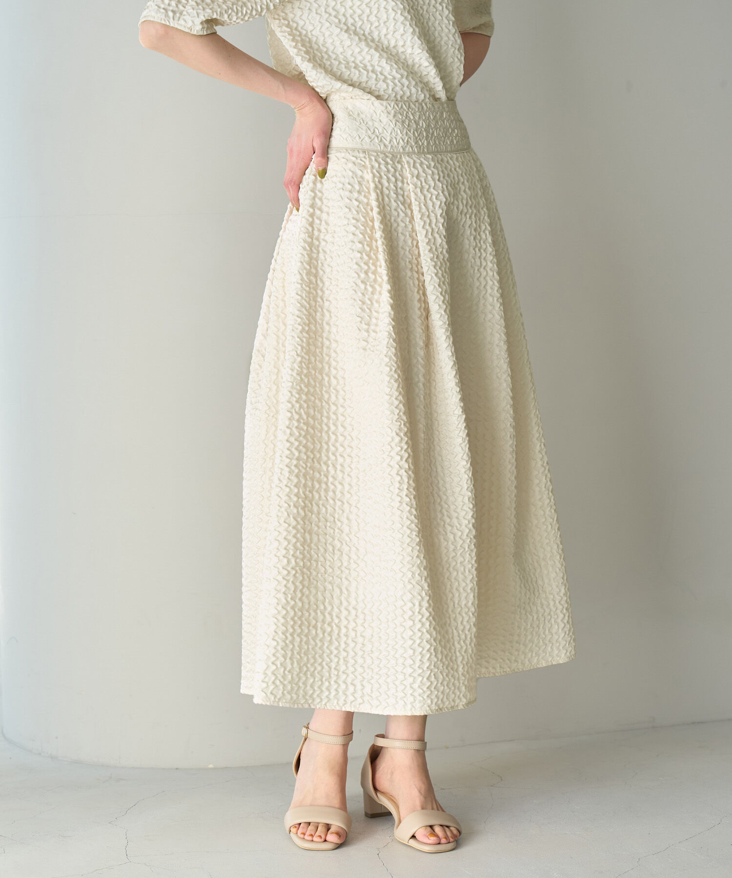 Rope&rsquo;Picnic「【emur/エミュール】セットアップ対応/ふくれジャガードタックスカート」|スカート|