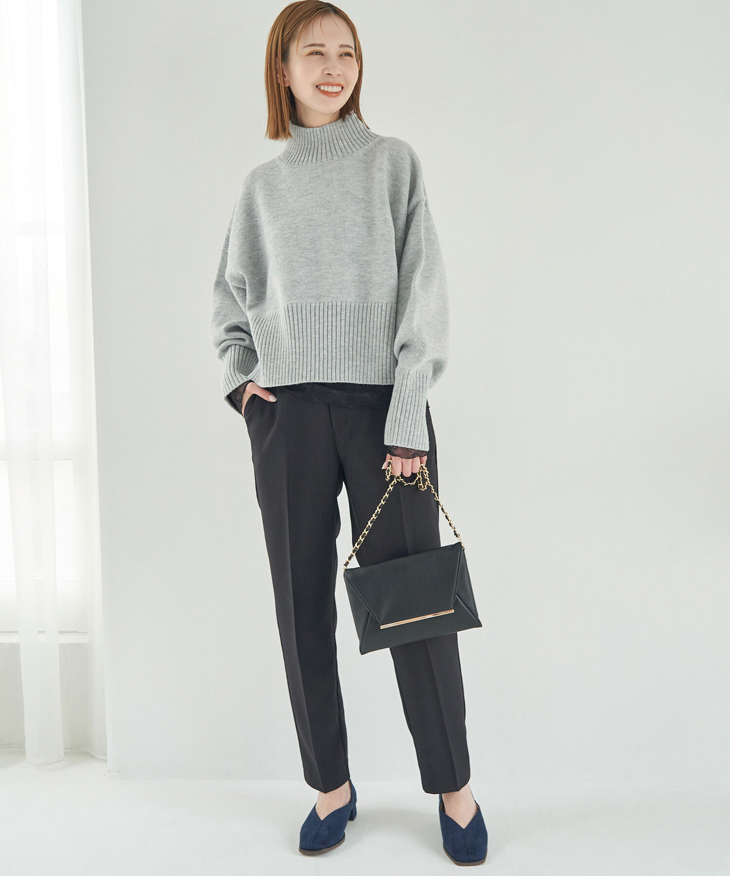 Rope&rsquo;Picnic「【CM着用商品】スタイルアップが叶うクロップドカラフルニット」|ニット・セーター|