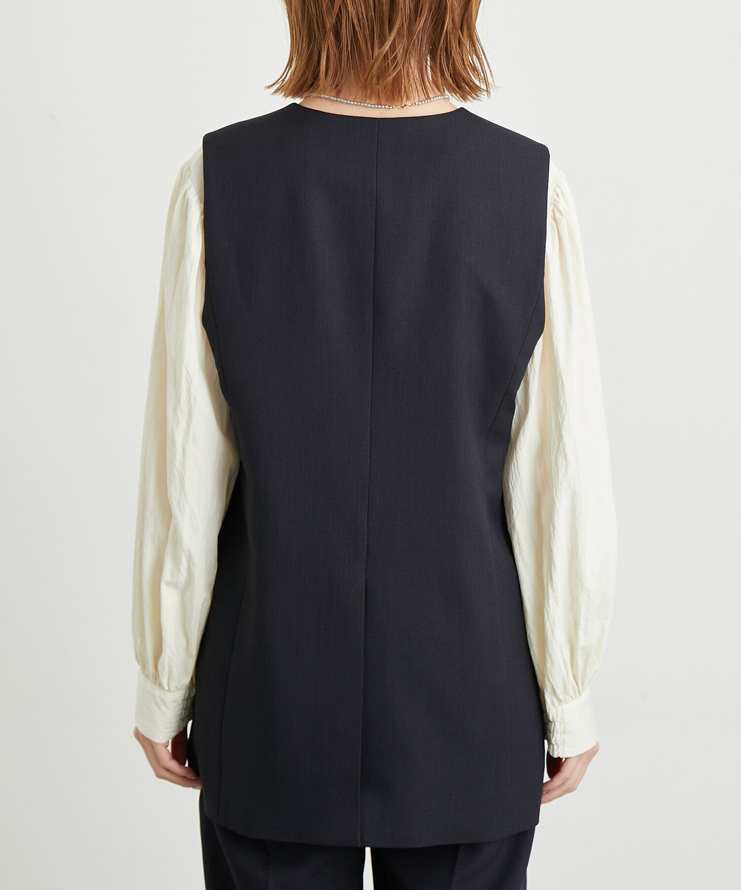 Rope&rsquo;Picnic「ウールライクサキソニーノーカラースリーブレスジャケット」|ベスト・ジレ|