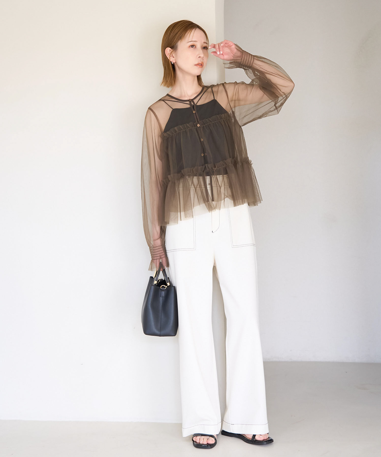 Rope&rsquo;Picnic「チュールフリルシアーカーディガン」|カーディガン|