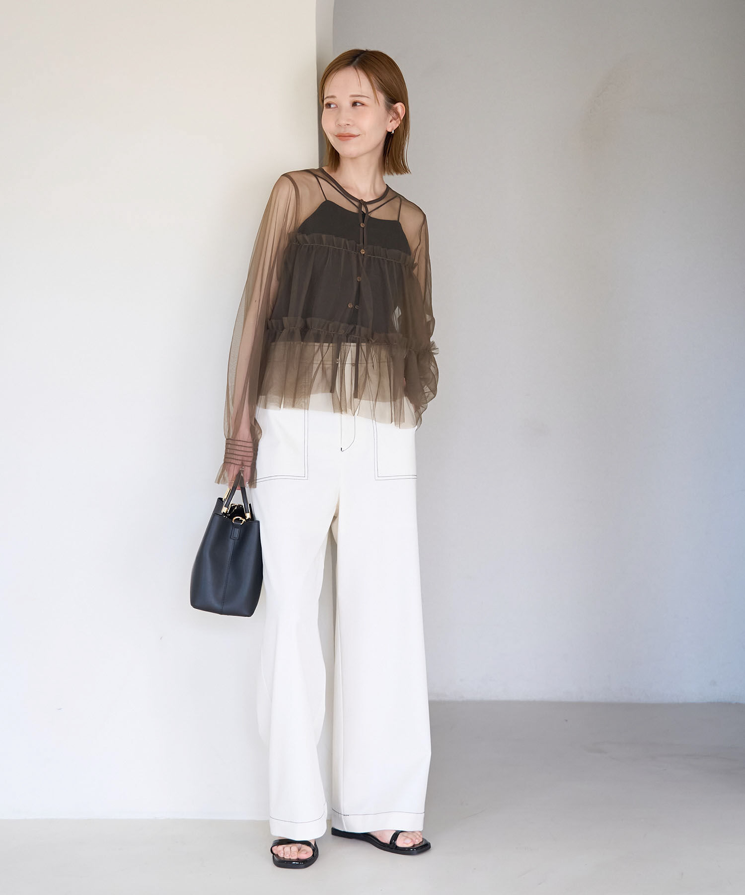 Rope&rsquo;Picnic「チュールフリルシアーカーディガン」|カーディガン|