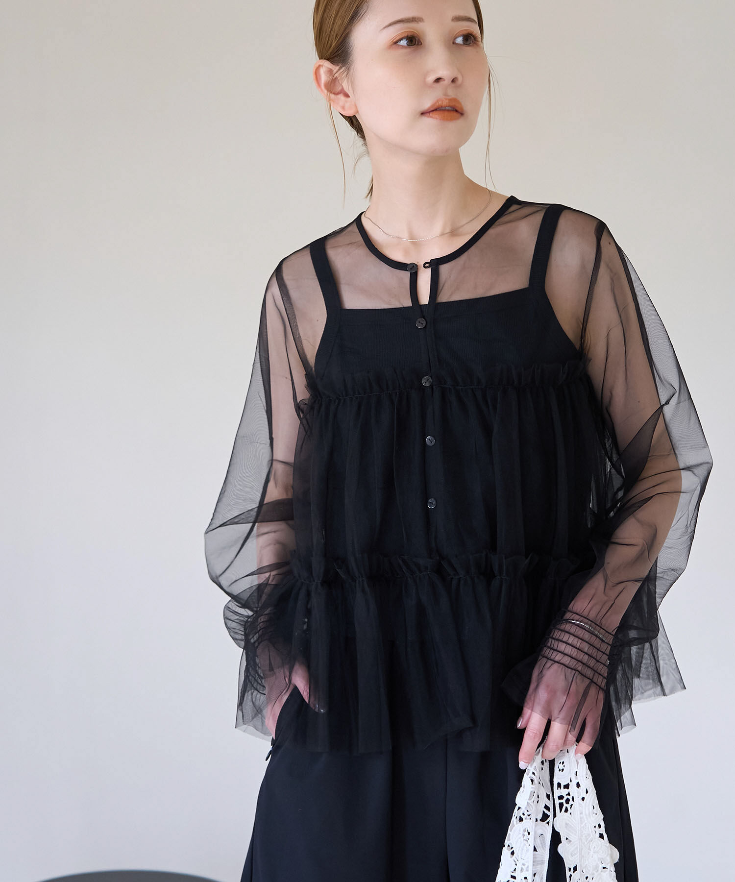 Rope&rsquo;Picnic「チュールフリルシアーカーディガン」|カーディガン|