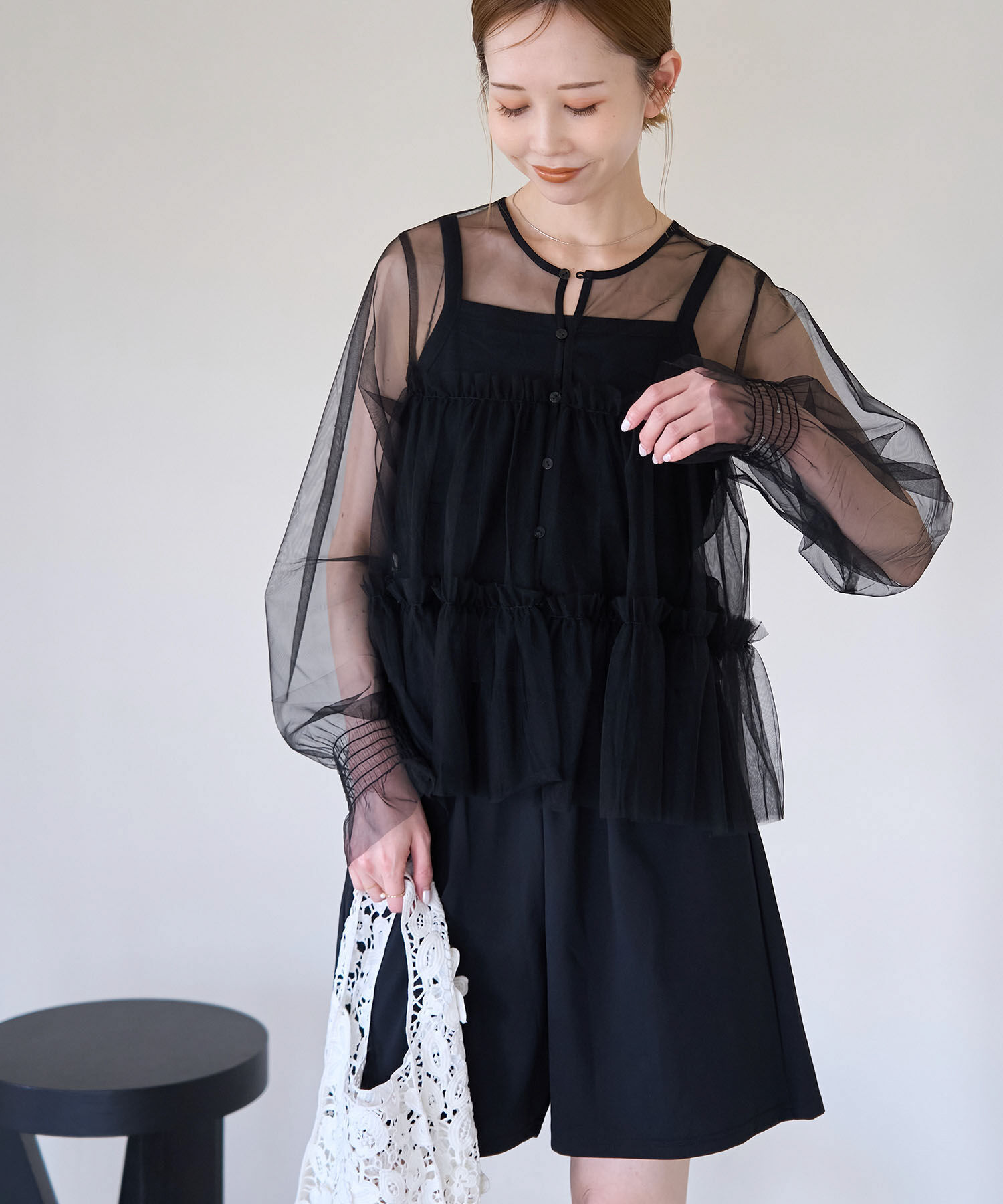 Rope&rsquo;Picnic「チュールフリルシアーカーディガン」|カーディガン|