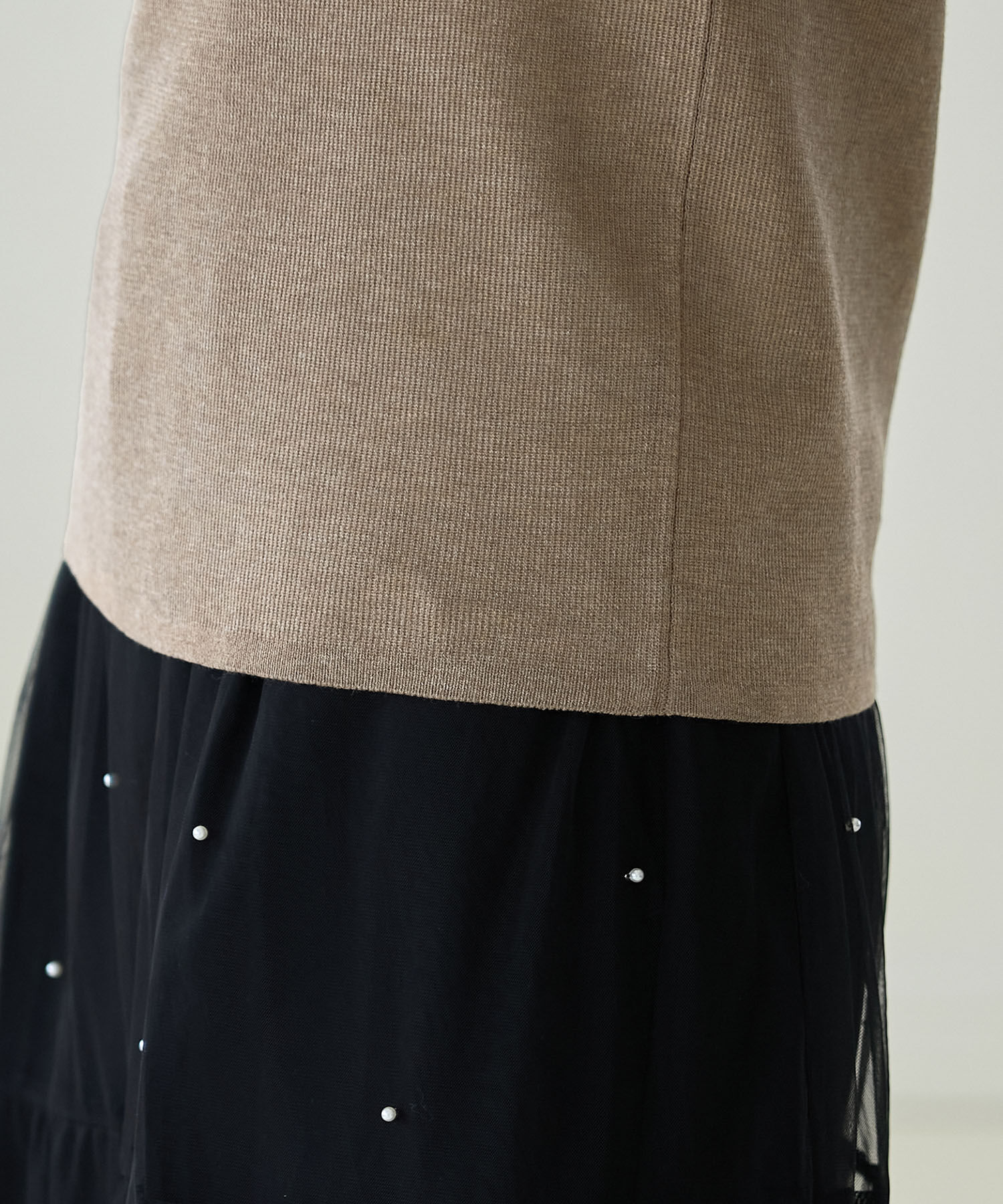 Rope&rsquo;Picnic「スパークナイロンハーフスリーブニットプルオーバー」|ニット・セーター|