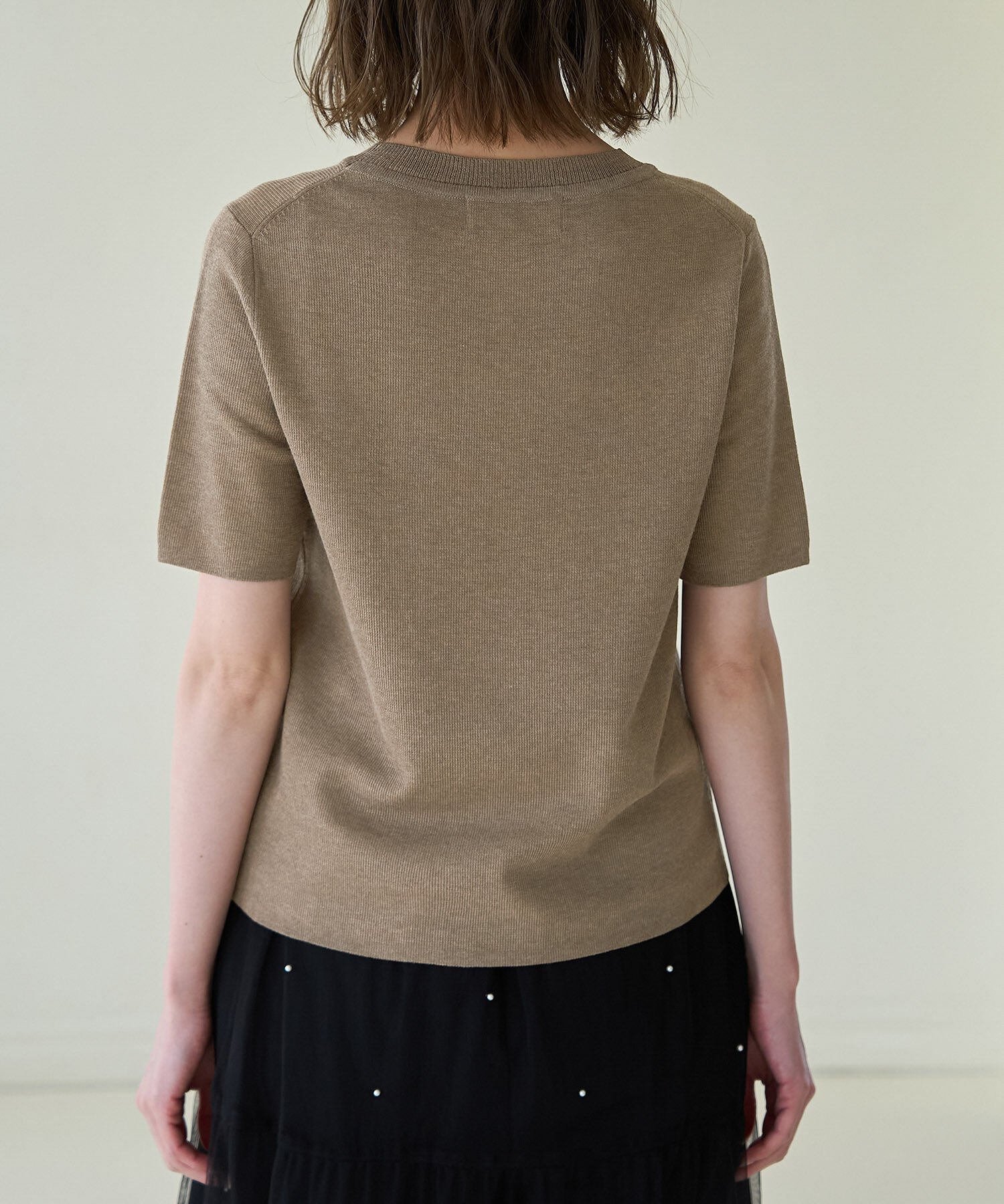 Rope&rsquo;Picnic「スパークナイロンハーフスリーブニットプルオーバー」|ニット・セーター|