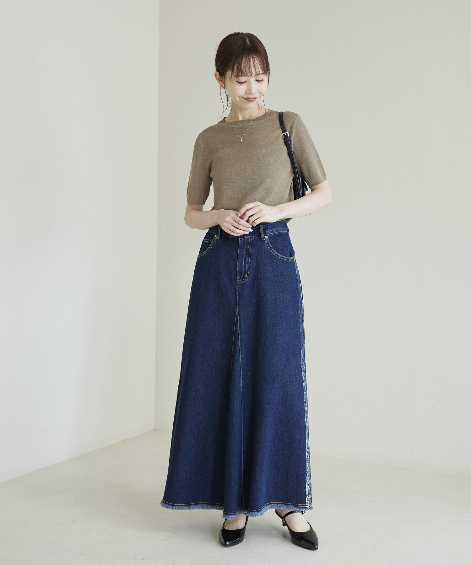 Rope&rsquo;Picnic「スパークナイロンハーフスリーブニットプルオーバー」|ニット・セーター|