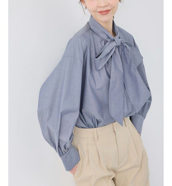 Rope&rsquo;Picnic「【花粉ガード・防シワ】ボリューム袖ボウタイブラウス」|シャツ・ブラウス|