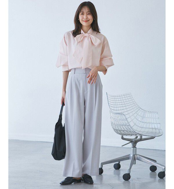 Rope&rsquo;Picnic「【花粉ガード・防シワ】ボリューム袖ボウタイブラウス」|シャツ・ブラウス|