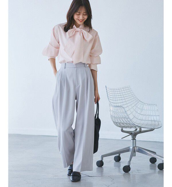 Rope&rsquo;Picnic「【花粉ガード・防シワ】ボリューム袖ボウタイブラウス」|シャツ・ブラウス|