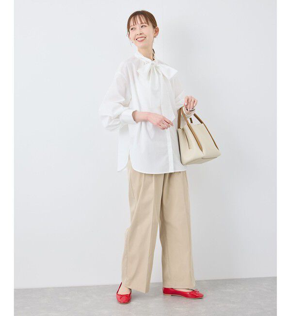 Rope&rsquo;Picnic「【花粉ガード・防シワ】ボリューム袖ボウタイブラウス」|シャツ・ブラウス|