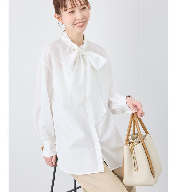 Rope&rsquo;Picnic「【花粉ガード・防シワ】ボリューム袖ボウタイブラウス」|シャツ・ブラウス|