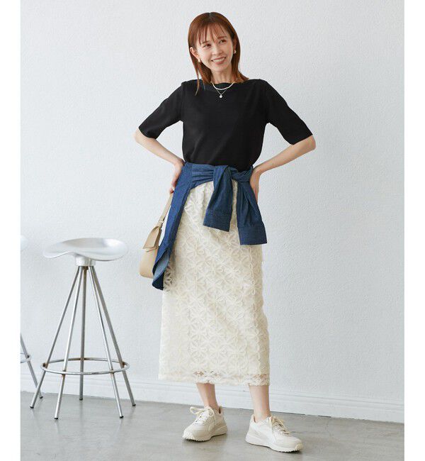 Rope&rsquo;Picnic「【UVカット・接触冷感・イージーケア】八方映えニット ボートネックニットプルオーバー」|ニット・セーター|