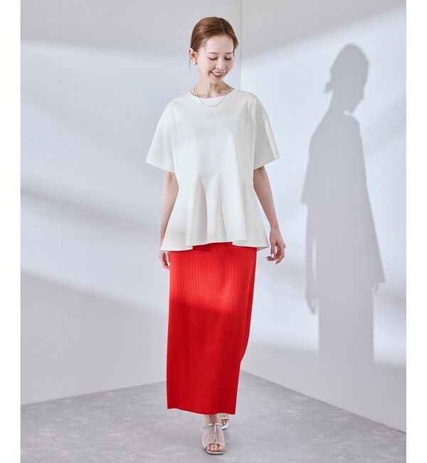 Rope&rsquo;Picnic「【UVカット・接触冷感】Cutee 着丈が選べる70シルケットペプラムカットトップス」|Tシャツ・カットソー|