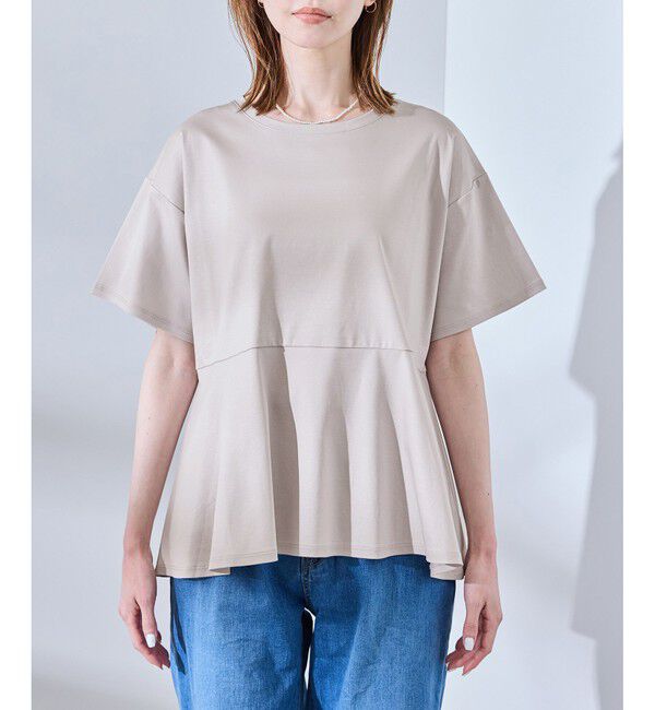 Rope&rsquo;Picnic「【UVカット・接触冷感】Cutee 着丈が選べる70シルケットペプラムカットトップス」|Tシャツ・カットソー|