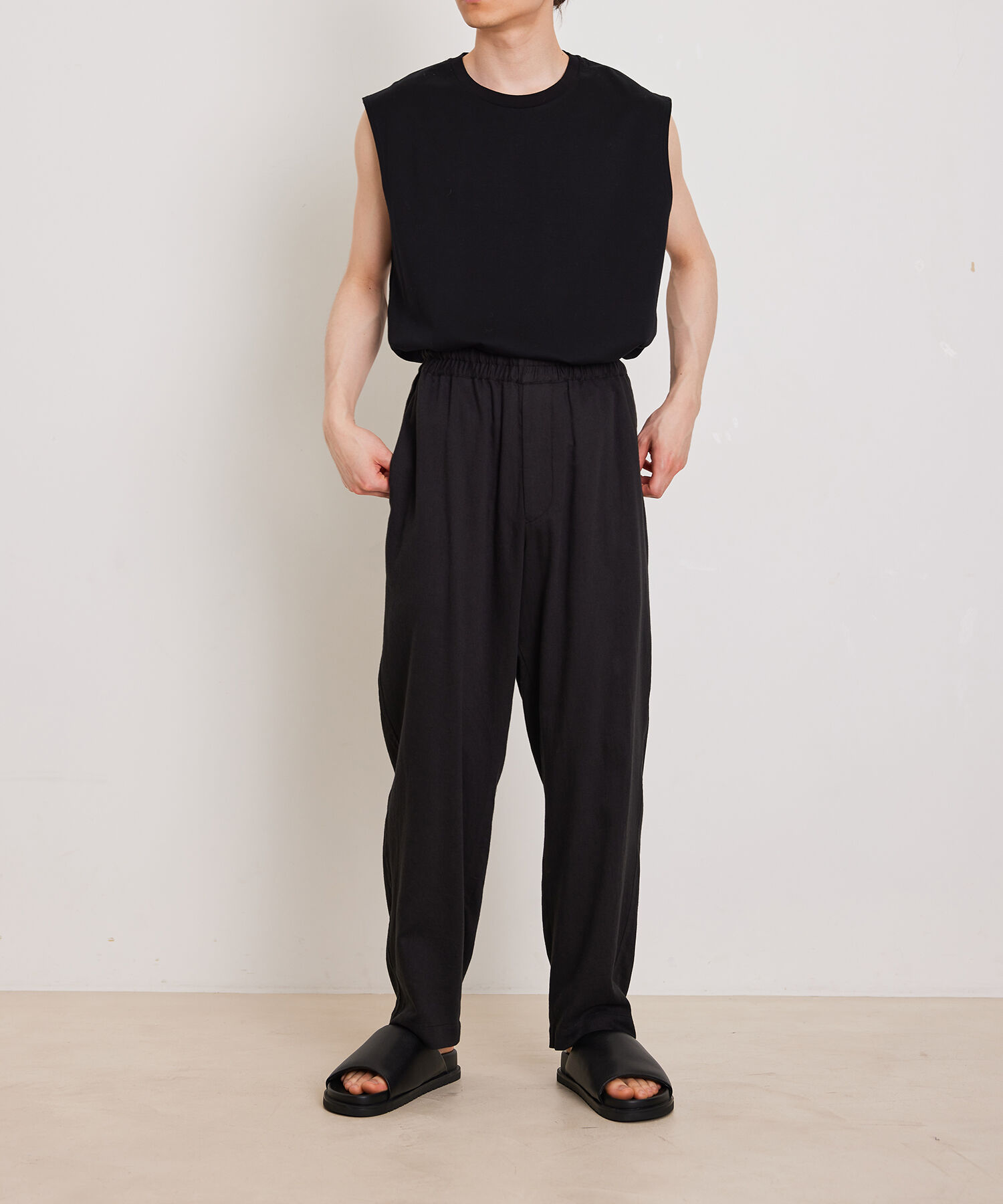 ADAM ET ROPE'「【Albini/アルビニ】オーガニック ポンチ オーバーサイズ ノースリーブ Tシャツ」|Tシャツ・カットソー|