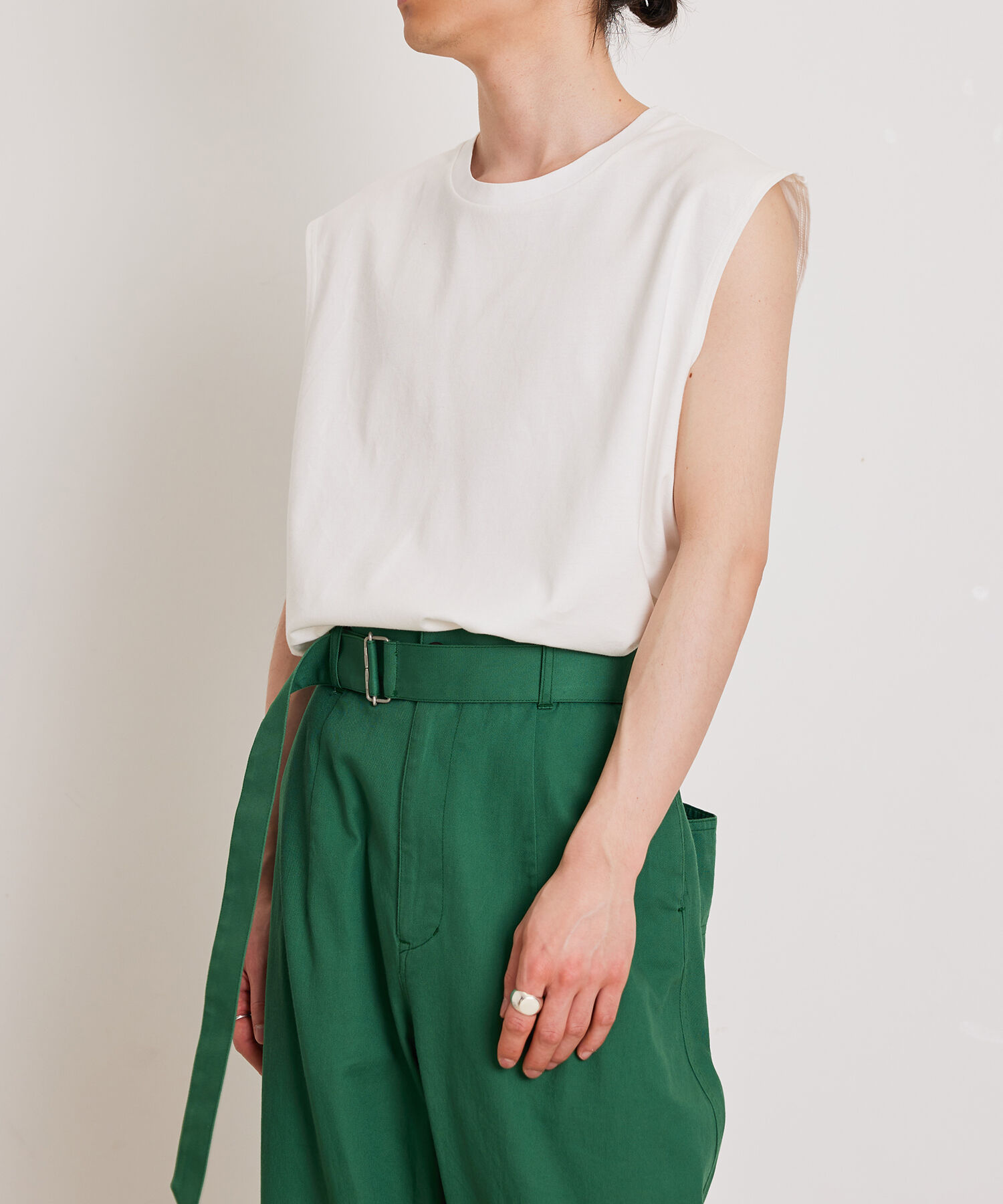 ADAM ET ROPE'「【Albini/アルビニ】オーガニック ポンチ オーバーサイズ ノースリーブ Tシャツ」|Tシャツ・カットソー|