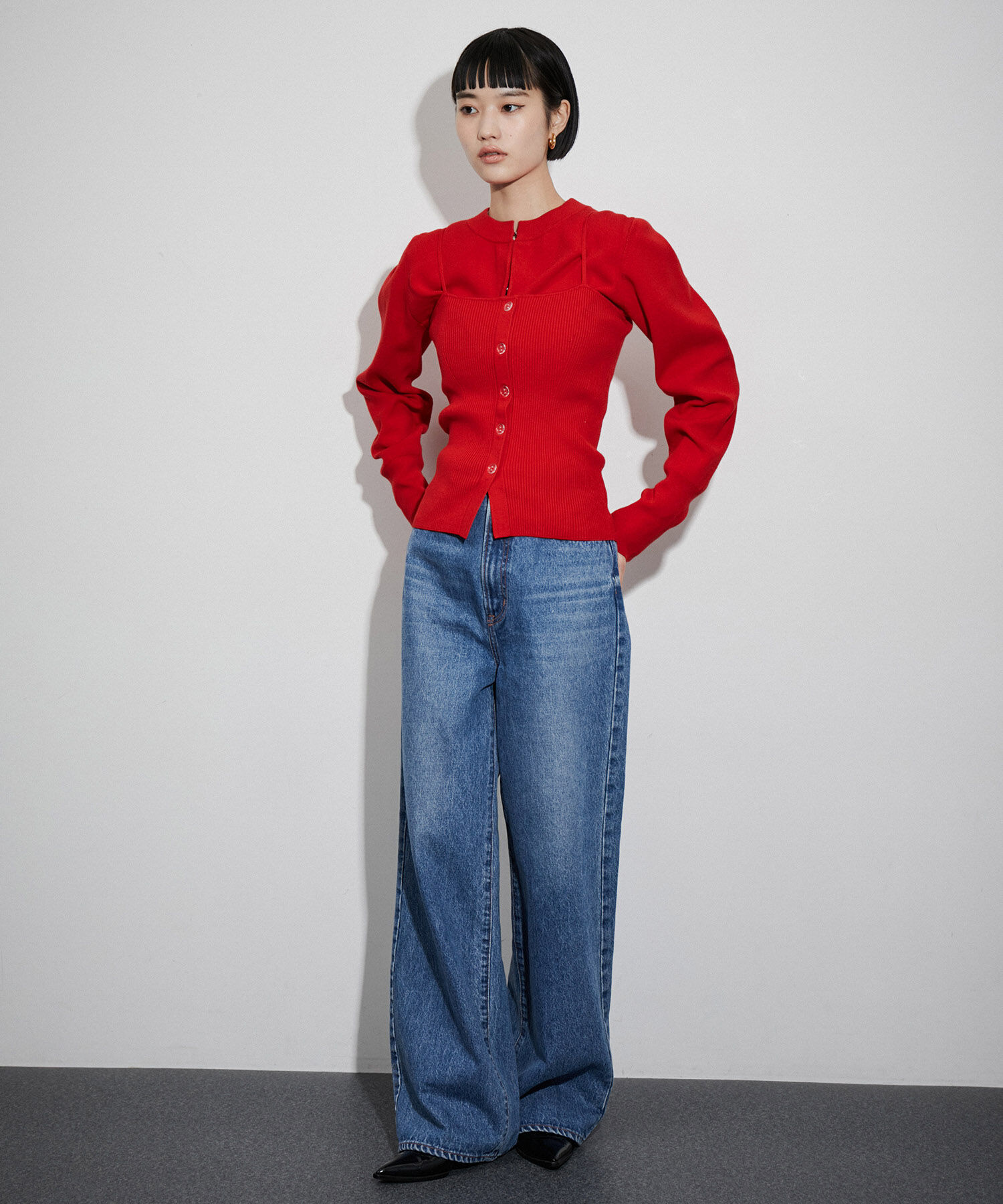 ADAM ET ROPE'「〈SETアイテム〉キャミソールセットクロップドカーディガン」|カーディガン|