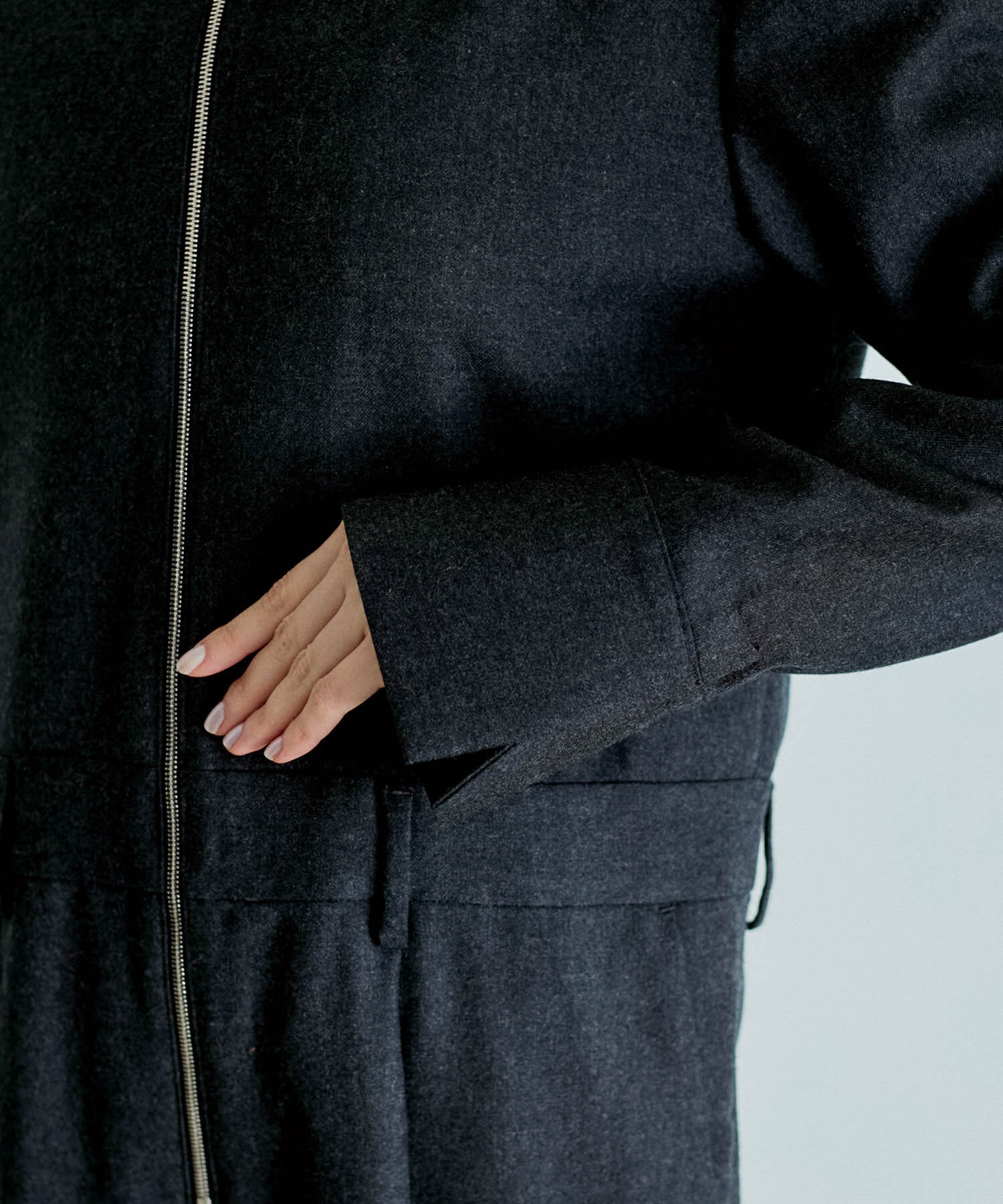 ADAM ET ROPE'「フラノシャツカラーZIPオールインワン」|オールインワン|