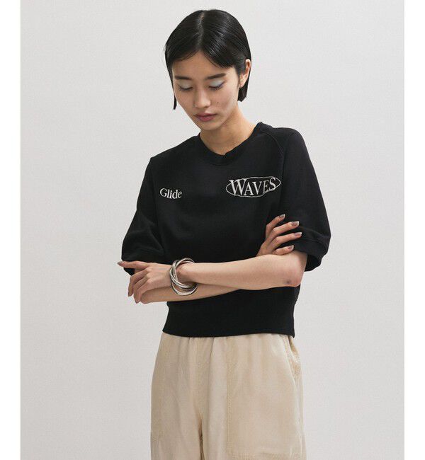 ADAM ET ROPE'「【サステナブル】ハーフスリーブスウェット」|スウェット・ジャージ|ブラック(01)