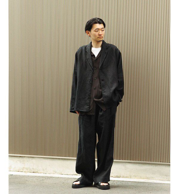 ADAM ET ROPE'「ボックスシルエット リネン シャツ ジャケット / セットアップ可能」|テーラードジャケット|