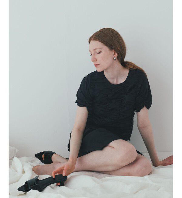 ADAM ET ROPE'「【サステナブル】シャーリングTEE」|Tシャツ・カットソー|ブラック(01)