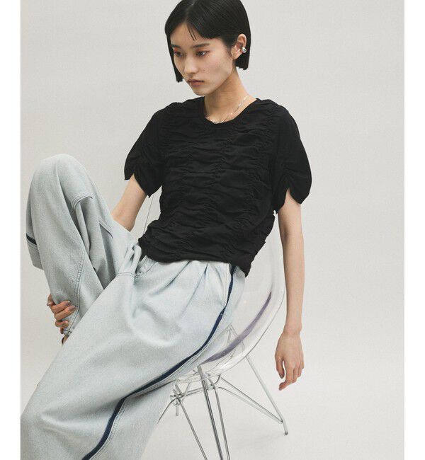 ADAM ET ROPE'「【サステナブル】シャーリングTEE」|Tシャツ・カットソー|